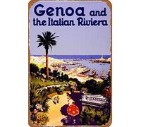 KZIWQ Metal Sign Genoa Riviera Italy Vintage Decor Art Sign Home Kitchen Bar Cafe Club Cave Wall Decor Retro Travel Tin Sign 20x30cm