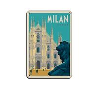 KZIWQ Metal Sign Italy Milan Retro Decor Art Sign Home Kitchen Bar Cafe Club Cave Wall Decor Vintage Travel Tin Sign 15x30cm