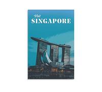 KZIWQ Metal Sign Singapore Marina Bay Sands Vintage Decor Art Sign Home Kitchen Bar Cafe Club Cave Wall Decor Retro Travel Tin Sign 20x30cm