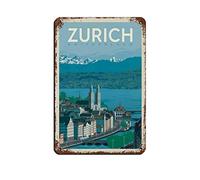 KZIWQ Metal Signs Switzerland Zurich Funny Travel Tin Signs Bar Coffee Home Room Art Wall Plaque Decor Gift Outdoor Indoor 15x30cm
