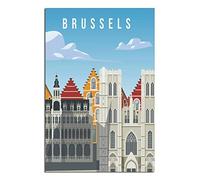 KZIWQ Metal Tin Sign Brussels Belgium Vintage Travel Tin Sign Rustic Decor Cave Coffee Shop Bar Bedroom Home Wall Decor Tin Sign 15x30cm