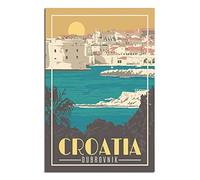 KZIWQ Metal Tin Sign Croatia Dubrovnik Decor Tin Sign Travel Vintage Art Wall Decor Sign for Home Kitchen Bar Patio Cave Funny Decoration 15x30cm