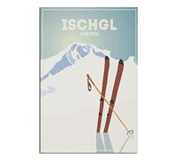 KZIWQ Metal Tin Sign Ischgl Austria Ski Tin Sign Vintage Rustic Decor Cave Coffee Shop Bar Bedroom Home Wall Decor Nostalgic Tin Sign 20x30cm