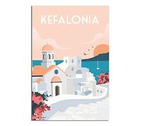 KZIWQ Metal Tin Sign Kefalonia Sunset Tin Sign Travel Vintage Art Wall Decoration Sign Home Kitchen Bar Patio Cave Funny Decoration 15x30cm
