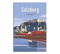 KZIWQ Metal Tin Sign Salzburg Austria Tin Sign Vintage Rustic Decor Cave Coffee Shop Bar Bedroom Home Wall Decor Nostalgic Tin Sign 15x30cm