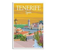 KZIWQ Metal Tin Sign Tenerife Poster Spain Tin Sign Vintage Rustic Decor Cave Coffee Shop Bar Bedroom Home Wall Decor Nostalgic Tin Sign 30x30cm