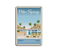 KZIWQ Metal Tin Sign Vintage Palm Springs Travel Tin Signs Vintage Funny Bar Club Cave Home Kitchen Wall Decor Rustic Art Sign 20x30cm