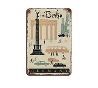 KZIWQ Metal Tin Signs Germany Berlin Mod Metal Travel Tin Signs Wall Decor for Cafe Bar Pub Home 15x30cm
