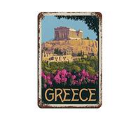 KZIWQ Metal Tin Signs Greece The Parthenon Metal Travel Tin Signs Wall Decor for Cafe Bar Pub Home 20x30cm