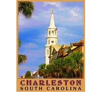KZIWQ Travel Metal Sign Charleston South Carolina United States of America Vintage Decor Art Sign Home Kitchen Bar Cafe Club Cave Wall Decor Retro Tin Sign 15x30cm