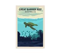 KZIWQ Travel Metal Sign Great Barrier Reef Vintage Decor Art Sign Home Kitchen Bar Cafe Club Cave Wall Decor Retro Tin Sign 20x30cm