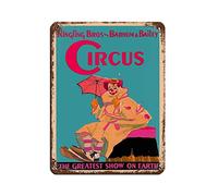 KZIWQ Vintage Poster Travel Lin Lin Brothers Barnum and Bailey Circus Clown and Umbrella Metal Tin Sign Retro Iron Painting for Bar Man Cave Cafe Family Garage 30x40cm