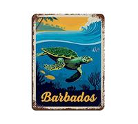 KZIWQ Vintage Travel Barbados Sea Turtle Tin Sign Vintage Metal Pub Club Cafe Bar Home Wall Art Decoration Poster Retro 15x30cm