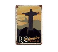 KZIWQ Vintage Travel Brasil Rio de Janeiro Tin Sign Vintage Metal Pub Club Cafe Bar Home Wall Art Decoration Poster Retro 20x30cm