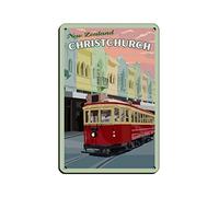 KZIWQ Vintage Travel Poster Christchurch New Zealand Tin Sign Vintage Metal Pub Club Cafe Bar Home Wall Art Decoration Poster Retro 15x30cm
