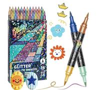KZJXMH 24/48/72/96 Colors Glitter Brush Pens Set, Glitter Effect Brush Pens, Double Tip Sparkle Pens With Shiny Effect For Card Making, Scrapbooking & DIY Crafts, Art Supplies For Adults(72color)