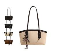 KZJXMH Women's Elegant Solid Color Shoulder Bag, Retro Shoulder Bags For Women, Fashionable Large Capacity Crossbody Bag For Daily Use(Beige)