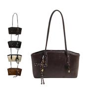 KZJXMH Women's Elegant Solid Color Shoulder Bag, Retro Shoulder Bags For Women, Fashionable Large Capacity Crossbody Bag For Daily Use(Coffee)