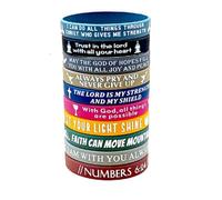 KZL 10 Pcs Bible Verse Silicone Bracelets Bulk Inspirational Christian Scripture Rubber Bracelet Set Religiou Jesus Cross Faith Hope Belief Silicone Wristbands Bangles for Men Women Easter Jewelry
