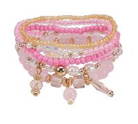 KZL Bohemian Crystal Beaded Stackable Bracelets Multilayer Seed Beaded Bracelets Colorful Glass Beads Strand Bangle Wristbands for Women Summer Beach Jewelry, 4.8cm, Zinc, Agate