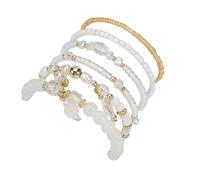 KZL Bohemian Crystal Beaded Stackable Bracelets Multilayer Seed Beaded Bracelets Colorful Glass Beads Strand Bangle Wristbands for Women Summer Beach Jewelry, 4.8cm, Zinc, Agate