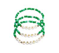 KZL Cute Handmade Colorful Beads Stackable Bracelets St. Patrick's Day Mardi Gras Beaded Stretch Bracelets for Women Bohemian Festival Holiday Party Jewelry Gifts, Adjustable, Resin, no gemstone