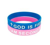 KZL GOD IS FIRST IM SECOND Inspirational Bracelets Christian Faith Rubber Bracelets for Women Men Engraved Bible Verses Cross Silicone Wristband Religious Jewelry Gifts -Set 6