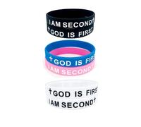 KZL GOD IS FIRST IM SECOND Inspirational Bracelets Christian Faith Rubber Bracelets for Women Men Engraved Bible Verses Cross Silicone Wristband Religious Jewelry Gifts, 4.8cm, Silicone, Agate