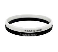 KZL GOD IS FIRST IM SECOND Inspirational Bracelets Christian Faith Rubber Bracelets for Women Men Engraved Bible Verses Cross Silicone Wristband Religious Jewelry Gifts, 4.8cm, Silicone, Agate
