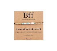 KZL Inspirational Morse Code Bracelets Turquoise Stone Beaded Strand Bracelets for Women Men Warrior Thank You Sister BFF Jewelry with Message Card, 4.8cm, Stone, Agate