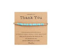 KZL Inspirational Morse Code Bracelets Turquoise Stone Beaded Strand Bracelets for Women Men Warrior Thank You Sister BFF Jewelry with Message Card, 4.8cm, Stone, Agate