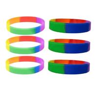 KZL Rainbow Pride Rubber Bracelets Set Love Heart Silicone Wristband Link Chain Sports Wristlet for Women Men Pride Month Parade Jewelry Gifts, 4.8cm, Silicone, Agate