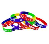 KZL Rainbow Pride Rubber Bracelets Set Love Heart Silicone Wristband Link Chain Sports Wristlet for Women Men Pride Month Parade Jewelry Gifts, 4.8cm, Silicone, Agate