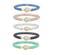 KZL Rainbow Set Sea Turtle Clay Beaded Stretch Bracelet Bohemia Surfer Heishi Bracelets for Women Men Sea Turtle Tracking Bracelet Summer Beach Jewelry Gifts, 4.8cm, Resin, Agate