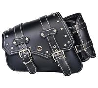 KZNI Motorcycle Saddlebags|PVC Faux Leather Side Bags|Waterproof Side Swing ArmBags|Side Tool Bag|Universal Storage Tool Bag for Motorbike|with Cup Holder|Two-Color Belt|1Pcs| Left