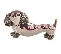 Kznifmk 1 Pcs Cute Shiny Rhinestone Dachshund Dog Romantic Brooch Pin Women Clothing Suit Brooches Gift White Red