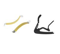 Kznifmk 1 Pcs Hand Quick Change Capo Guitar - Black & 2Pcs Metal String Spreaders Guitar Luthier Tool Cleaning Fretboard Yellow