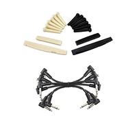 Kznifmk 1 Sets Bridge Pins & Saddle & Nut & 6 x Electric Guitar Cables 6 Inch 1/4 Right Angle Effect Pedal Patch Cord