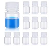 Kznifmk 12 Pcs Pill Bottle Sample-Bottles Wide Mouth Reagent Bottle Plastic with Screw Caps Sample Containers 1 Oz 30 Ml