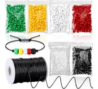 Kznifmk 1200 Piece Rescue Project Bracelet Beads Bulk Beads 100 Yards Waxed Cotton String Instructional Craft Kit