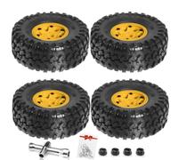 Kznifmk 135mm Metal 2.2Inch Beadlock Wheel Rim Tire Set for 1/10 RC Crawler Car SCX10 Wraith RR10 Capra TRX4 YK4082,Orange