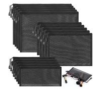 Kznifmk 15pcs Mesh Makeup Bags, 3 Sizes Nylon Makeup Bags with Zipper for Makeup Bags,Travel Organizer,Storage Office Supplies