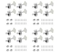 Kznifmk 16Pcs Guitar Tuning Pegs Electric Bass Tuner Peg Guitar Open Gear Tuning Pegs Machine Heads Silver