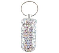 Kznifmk 1Pcs Bling Medicine Pill Bottle Capsule Storage Box Mini Portable Rhinestones Crystal Travel Case Tubes(Colorful)