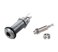 Kznifmk 1x 1/4 Inch Chrome Cylinder Flush Mount Jack & A1347 1 Piece Guitar End Pin Output Jack 1/4 Inch Mono or Stereo