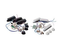 Kznifmk 2Pcs Electric Guitar Pickup Wiring Harness Prewired 5-Way Switch Sss Pickup for Electric Guitar - Black & White