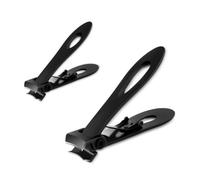 Kznifmk 2PCS Large Opening Nail Clippers Thick Nail Trimmer Stainless Steel Professional Large Opening Black