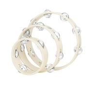 Kznifmk 3 Packs Wooden Tambourine Handheld Metal Jingle Percussion Instruments for Educational Supplies Silver&Wood