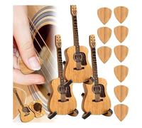 Kznifmk 3SET Sherum Strumbox,Sheremart Strumbox, Wooden Acoustic Guitar Pick Box with 3 PCS Guitar Pick,Guitar Pick Display Case