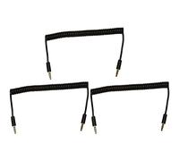 Kznifmk 3X 3.5mm Male to Male Jack 4 Pole Extension Aux Audio Coiled Spiral Cable 1.5M